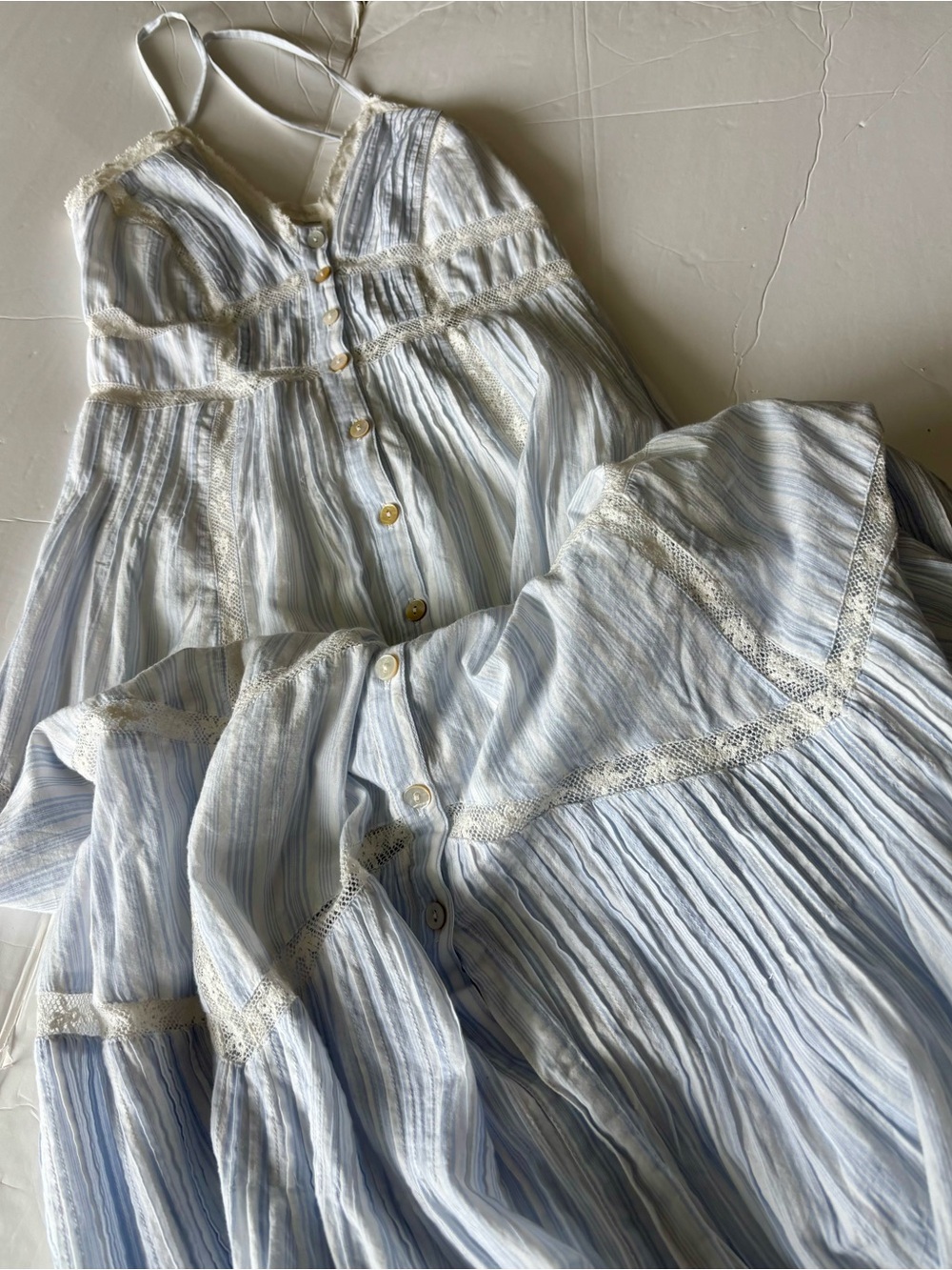 LoveShackFancy Pale Blue Lace-Trim Maxi Dress - Picture 10 of 10